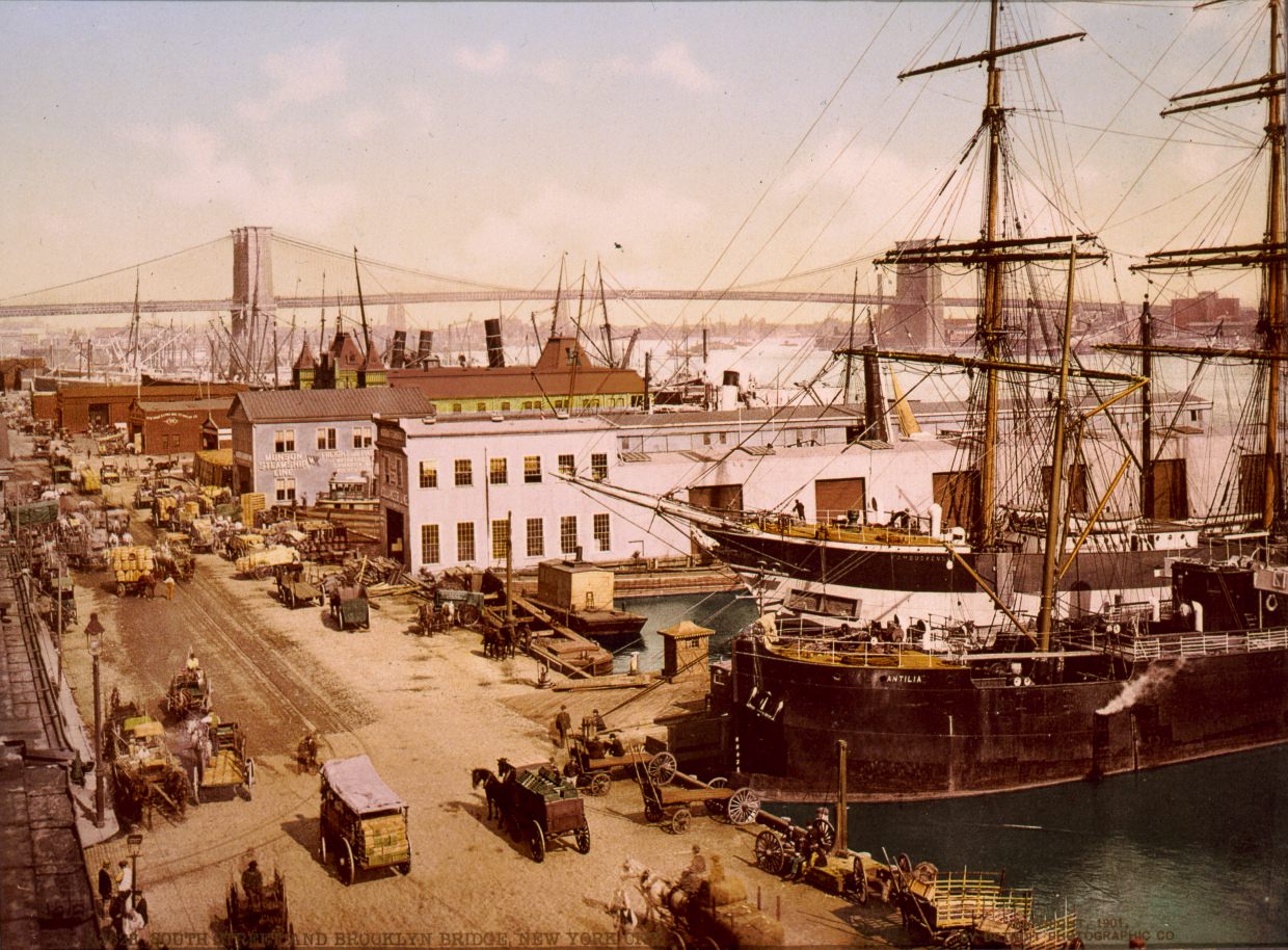 South Street and Brooklyn Bridge, 1900