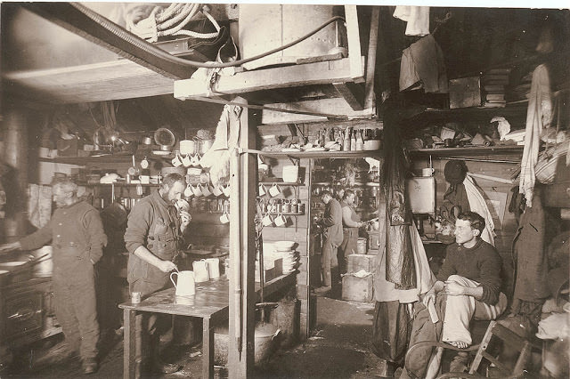 Australian Antarctic Expedition members in the kitchen, 1912