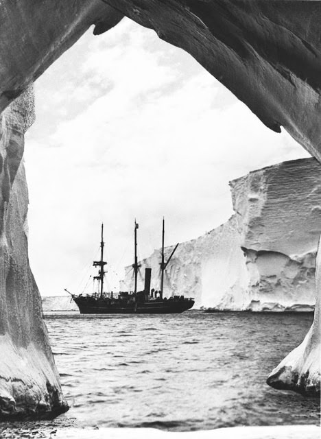 The Aurora seen from within a cavern of the Mertz Glacier Tongue, Commonwealth Bay, Dec. 1913