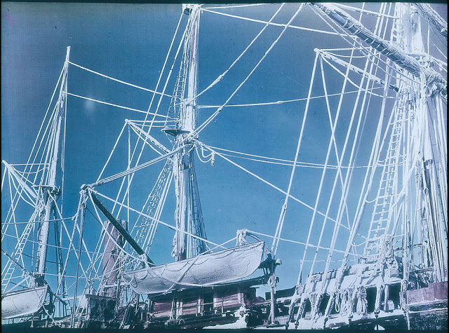 The rigging of the 'Endurance' encrusted with rime crystals, 1915