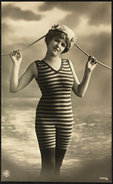 Women wearing 1920s Swimsuit with matching stockings