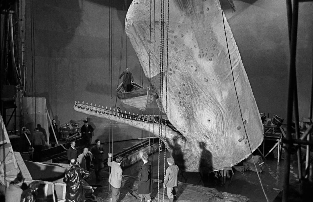 Making of "Moby Dick" at Elstree Studios in London in 1954