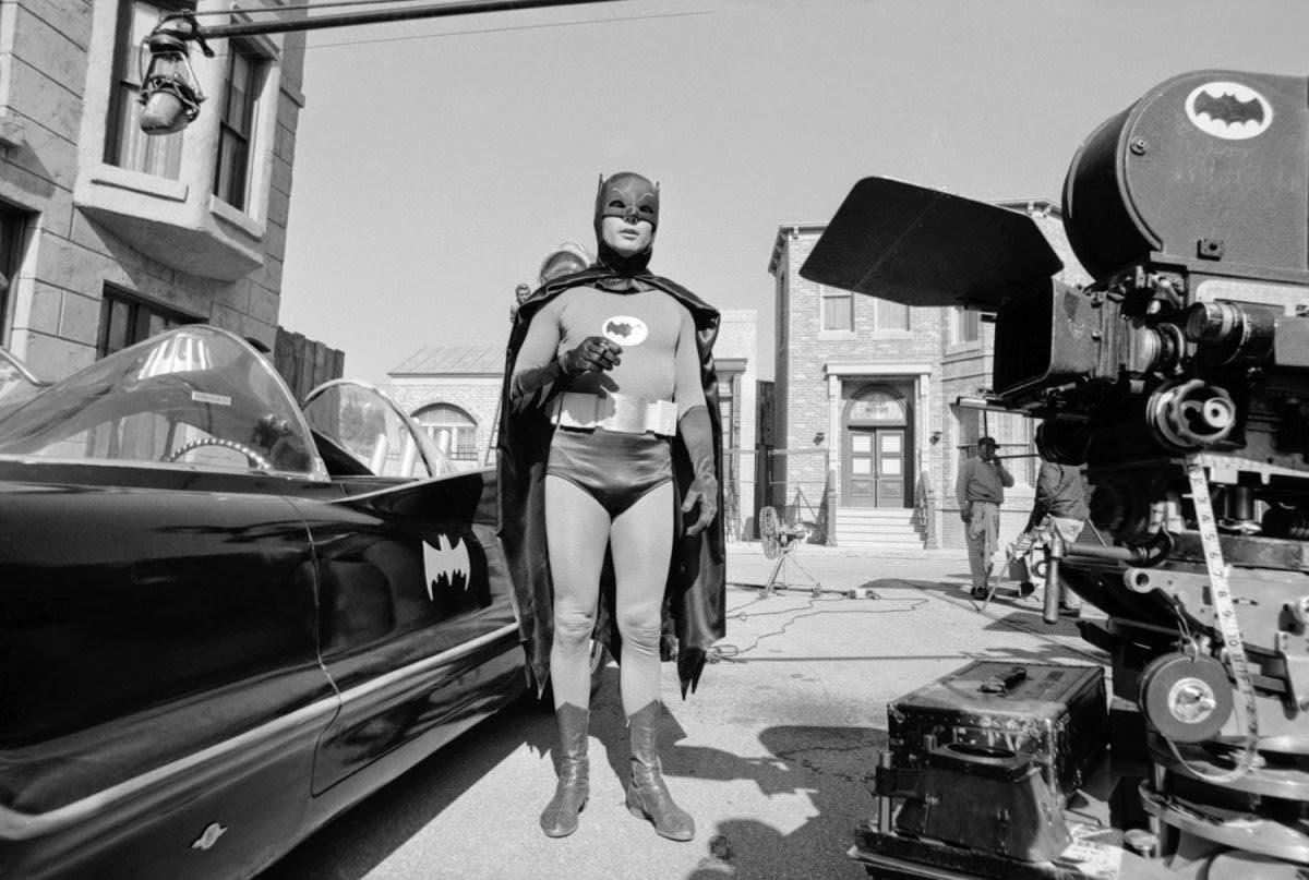 Adam West during the filming of Batman, 1966