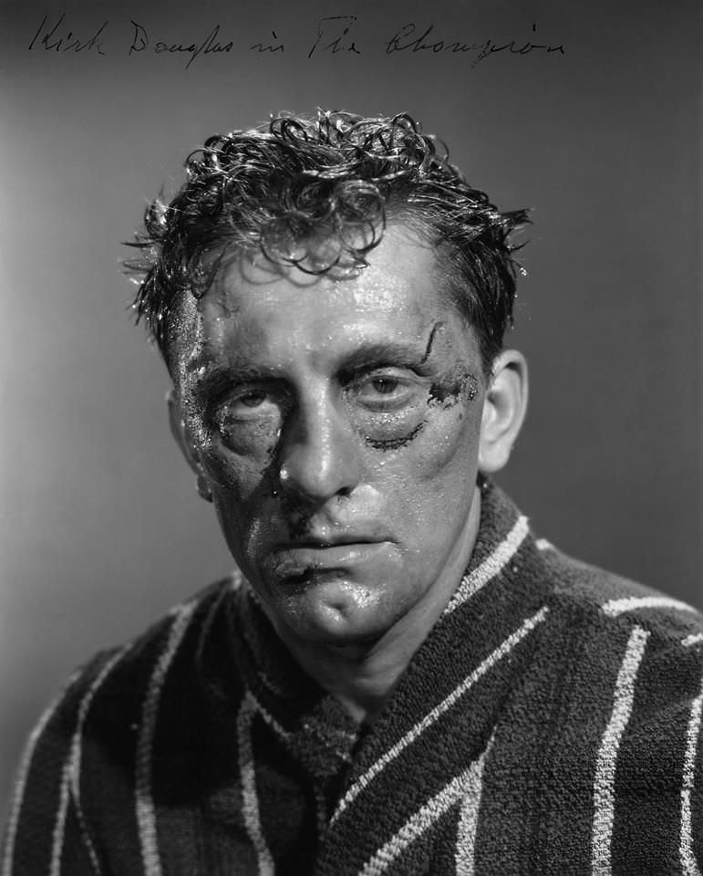Kirk Douglas' makeup test for the film "Champion", 1949