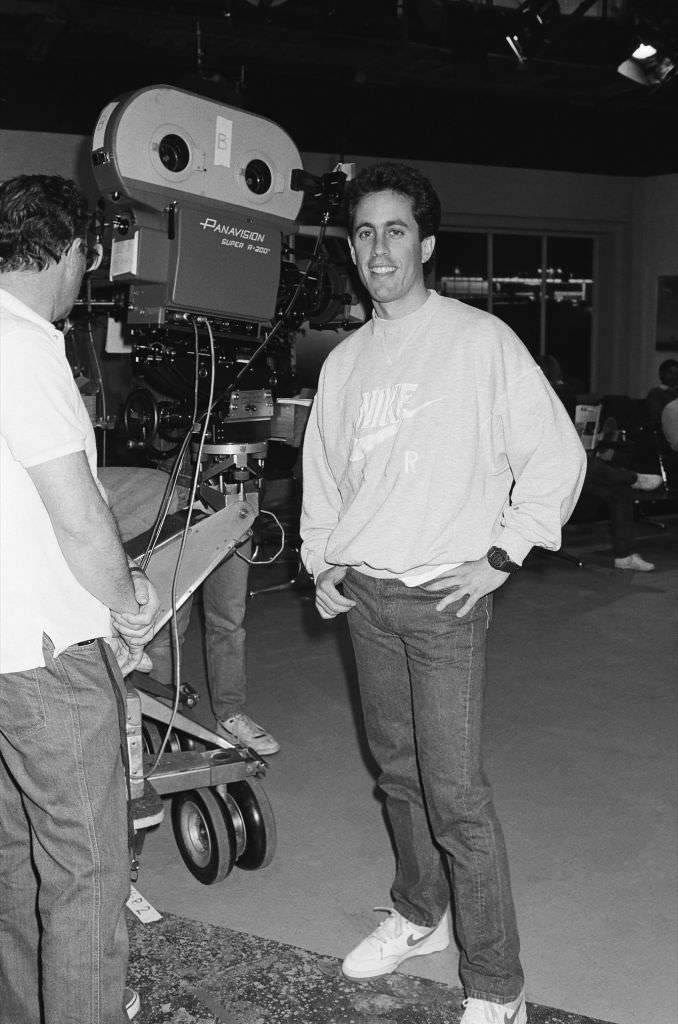 Jerry Seinfeld on the first day of filming "Seinfeld," 1989