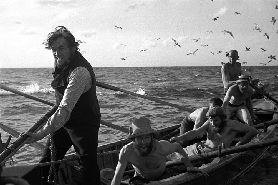 Gregory Peck during the filming of John Huston's Moby Dick. Canary Islands 1954