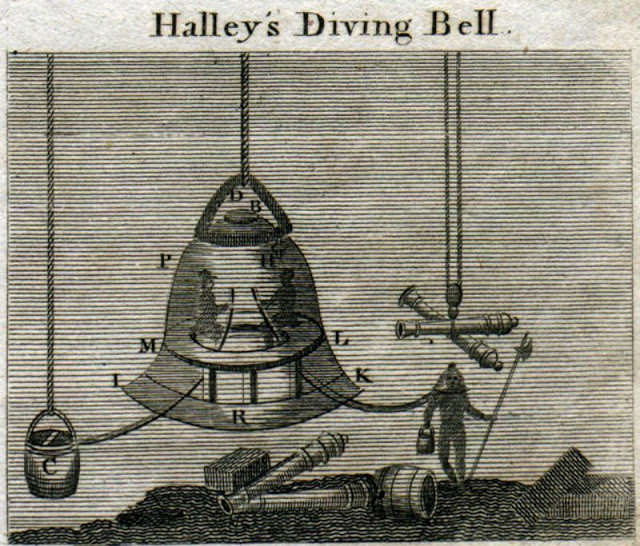 Diving helmet by Edmond Halley, late 17th century