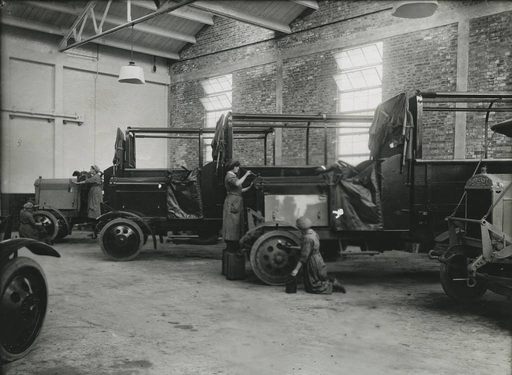 Women stacking wood