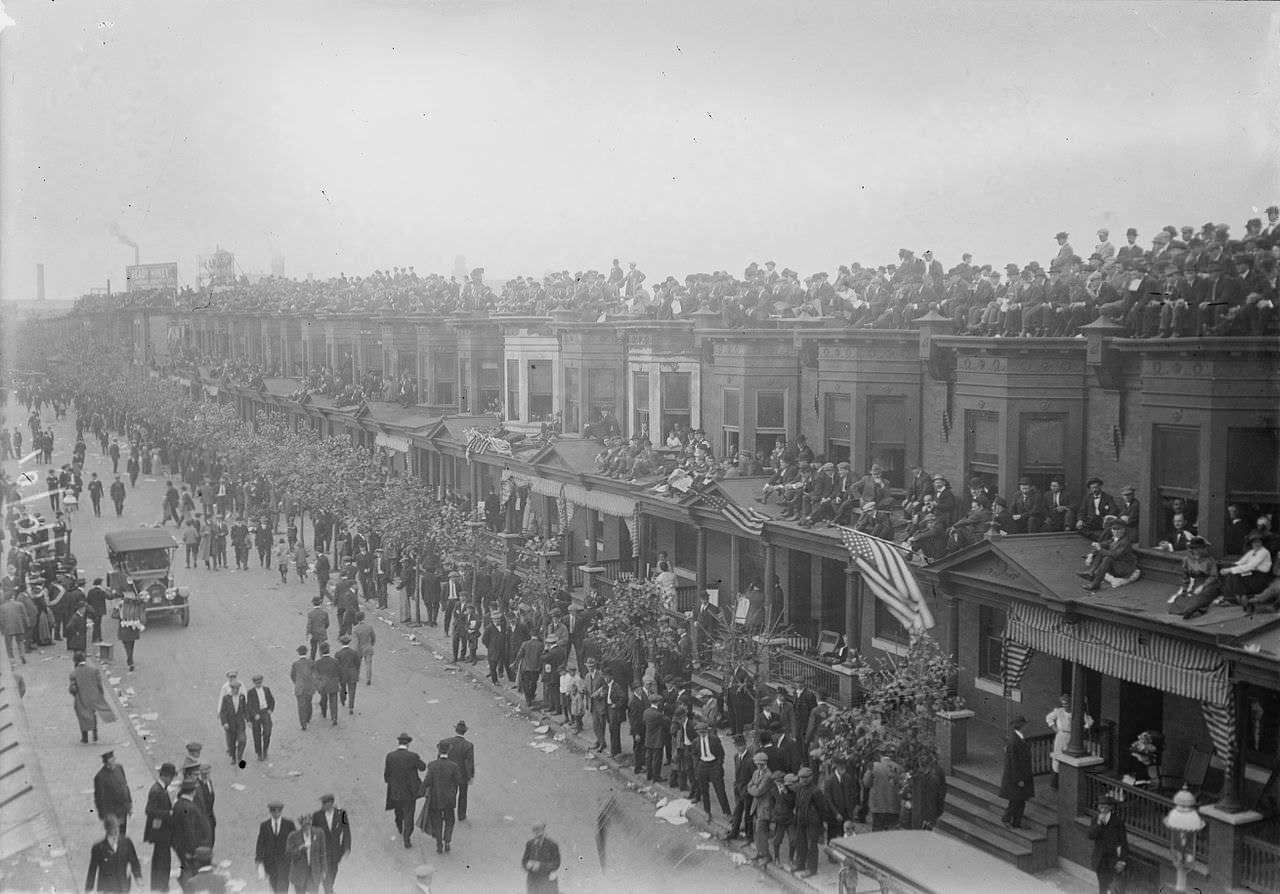 Fans outside Philadelphia's Shibe Park in 1913