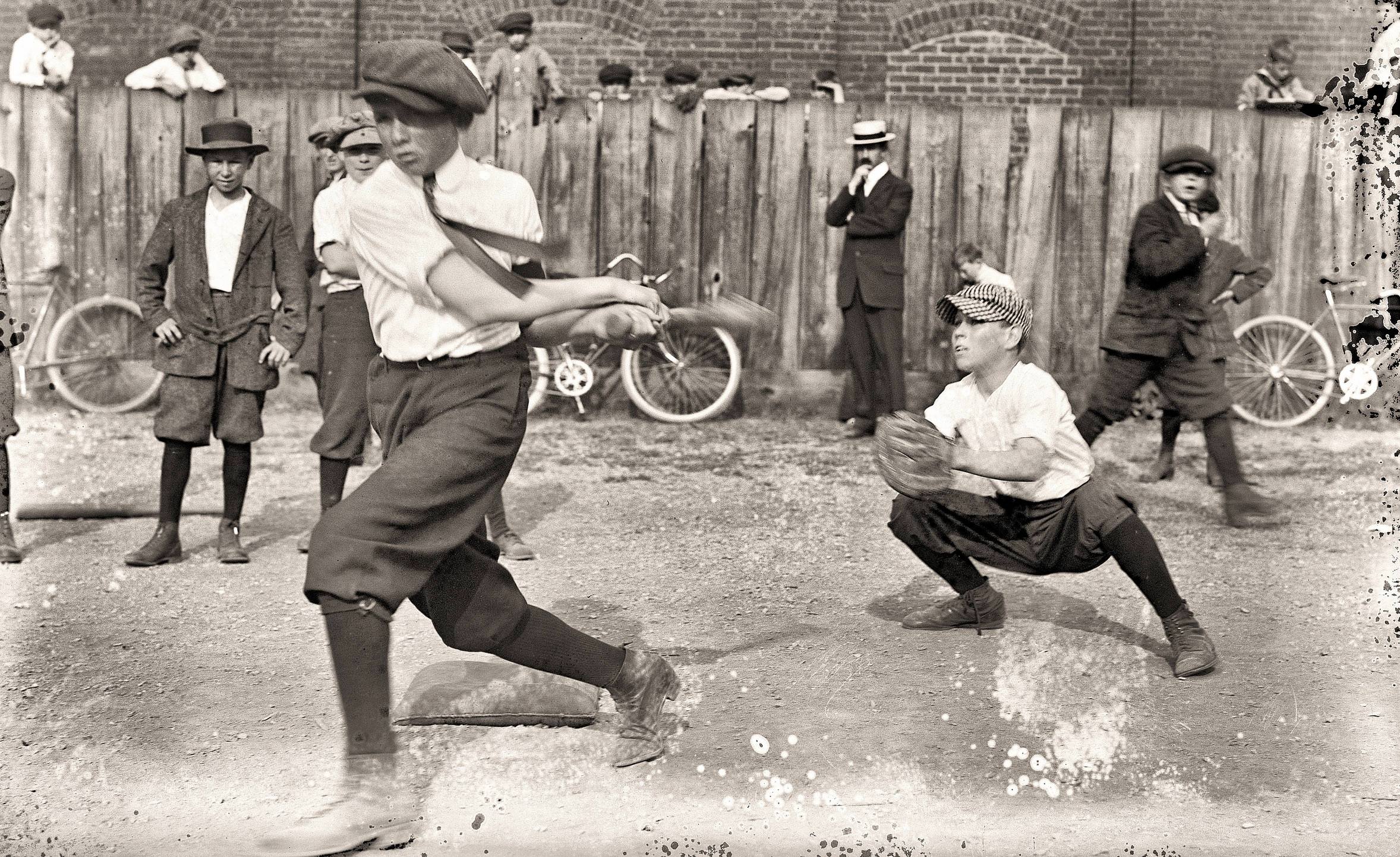 Kids of Madison School playing baseball, 1914