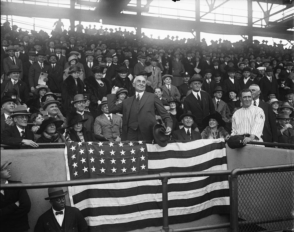 President Warren G. Harding at opening day, 1922