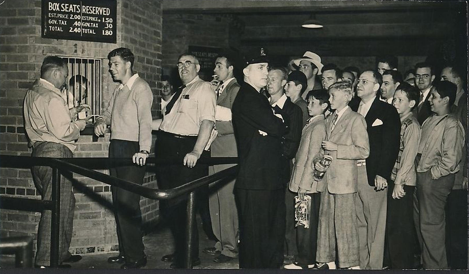 Fans lined up for tickets in Fenway Park, Boston, 1946