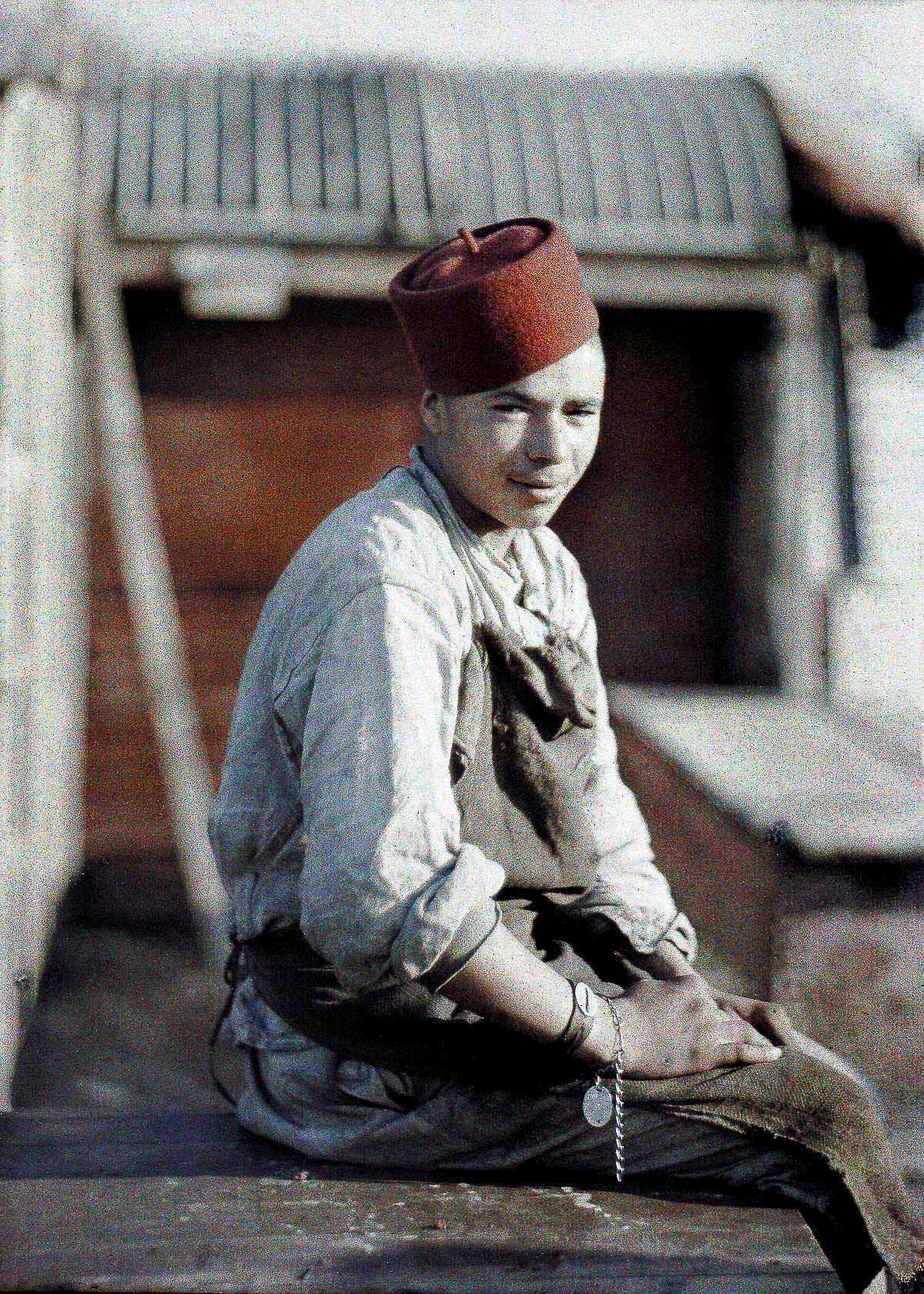 An Algerian worker in Noyo, France after the retreat of the Germans, 1917
