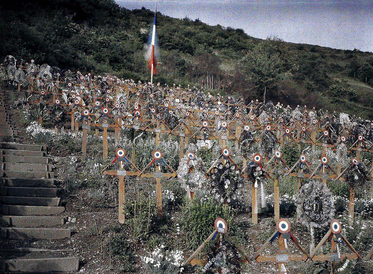 A French military cemetery on a hillside in the town of Moosch, Alsace, 1917
