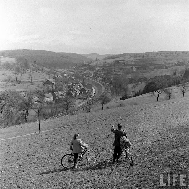 Ernest Kreiling showing valley to his bride.