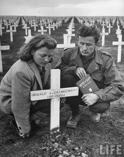 Ernest Kreiling and his bride visiting the grave of his best friend.