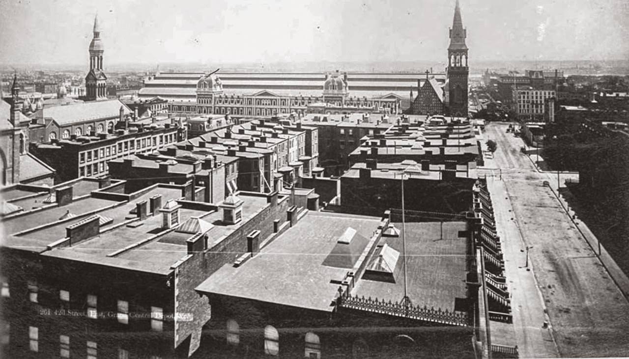 Looking East along 42nd Street toward Grand Central Depot , 1880
