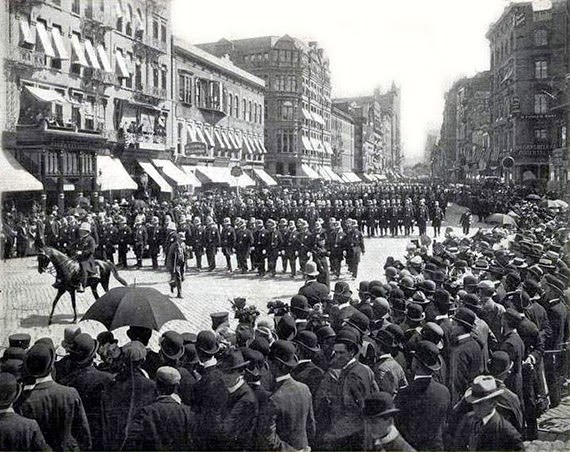Police Parade, Bowler Hats, Hardly Any Women, 1899
