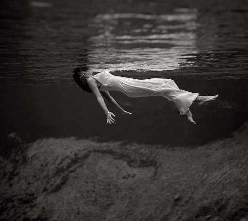 A girl floating in the water at Weeki Wachee Spring, Florida, 1947
