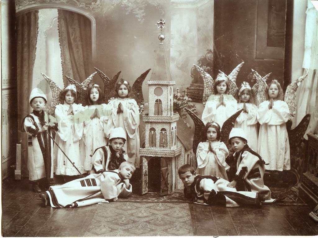 A group of children playing the Nativity play, Hungary, around 1900-1910