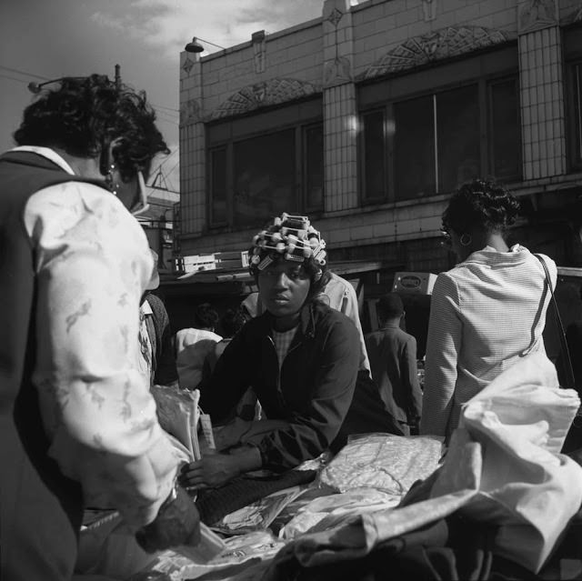 Maxwell Street Market and skid row on West Madison Street in Chicago, 1967