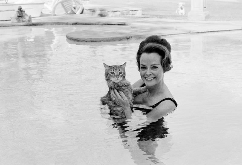 Actress June Lockhart With Her Cat Named George, 1963