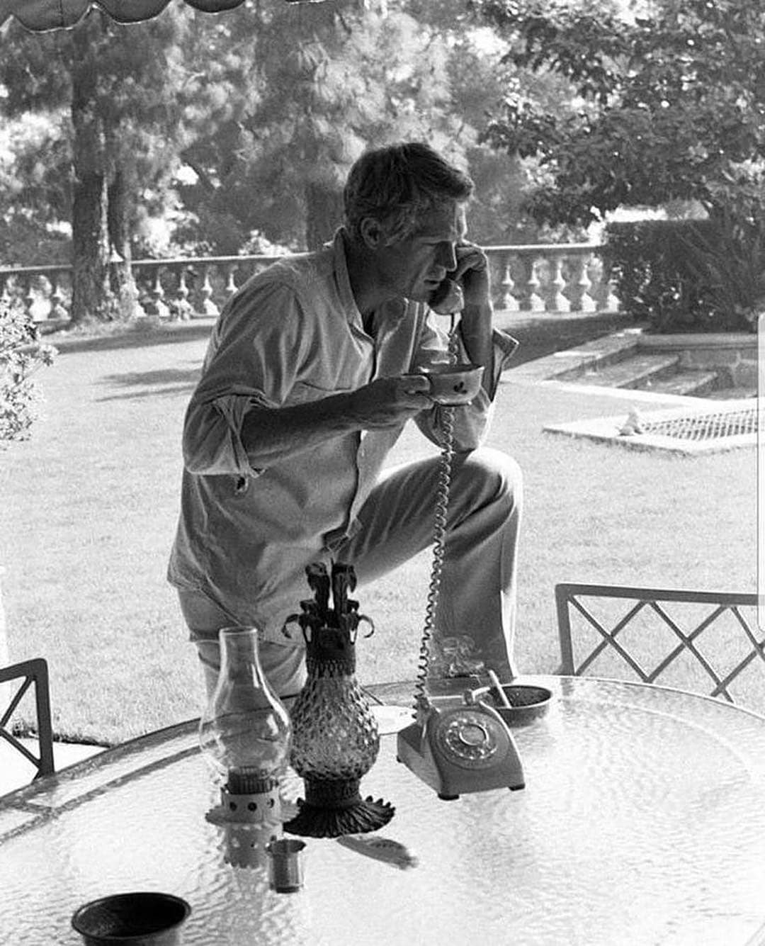 Steve McQueen on the telephone, California, 1960s