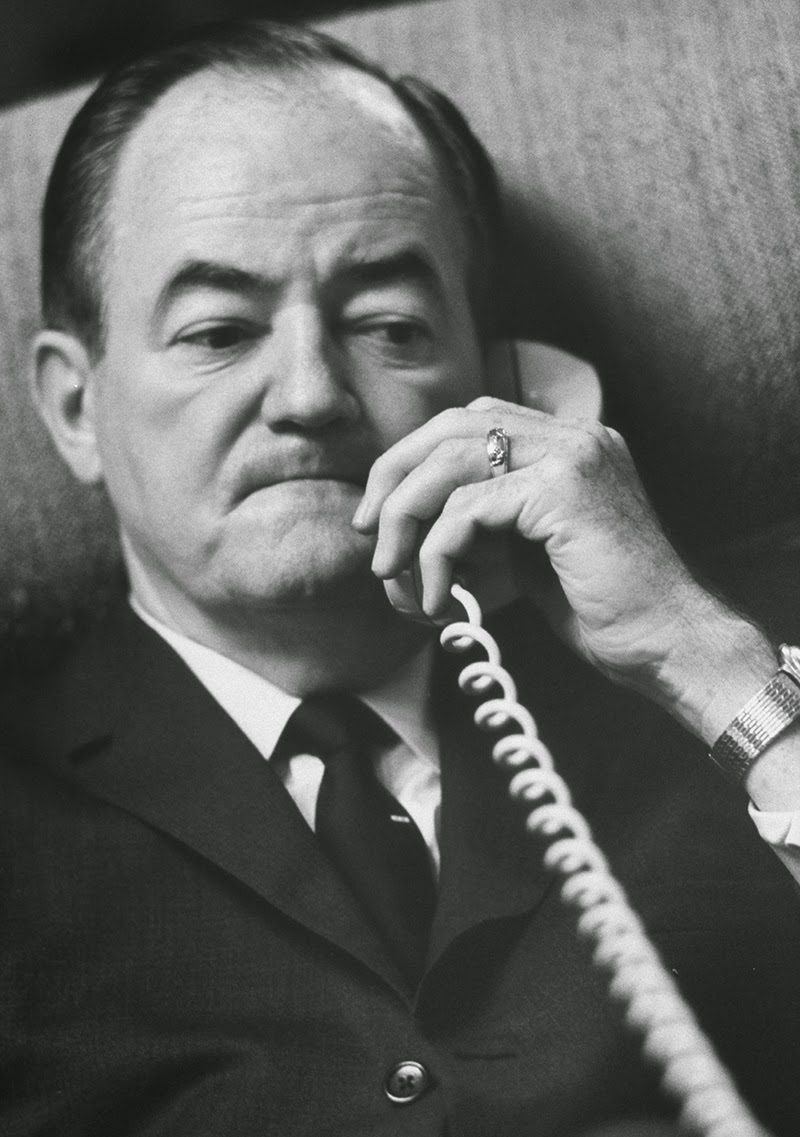 Hubert M. Humphrey on the telephone, 1965