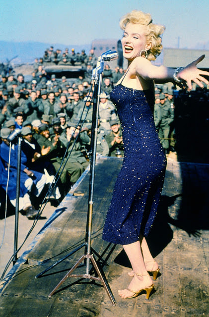 Marilyn Monroe entertaining soldiers in 1954