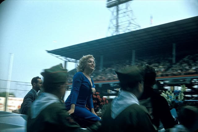 Marilyn Monroe at an All-Star Soccer Game in Ebbets Field, New York, 1957