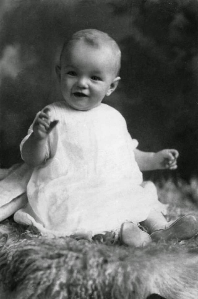 Marilyn (born Norma Jeane Mortenson) at one year old, 1927.