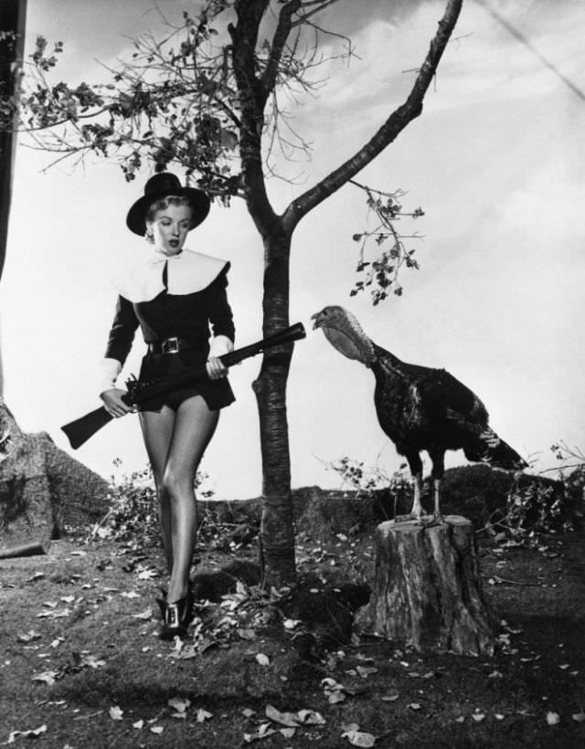 Marilyn Monroe as a Pin-up Pilgrim for Thanksgiving, 1950