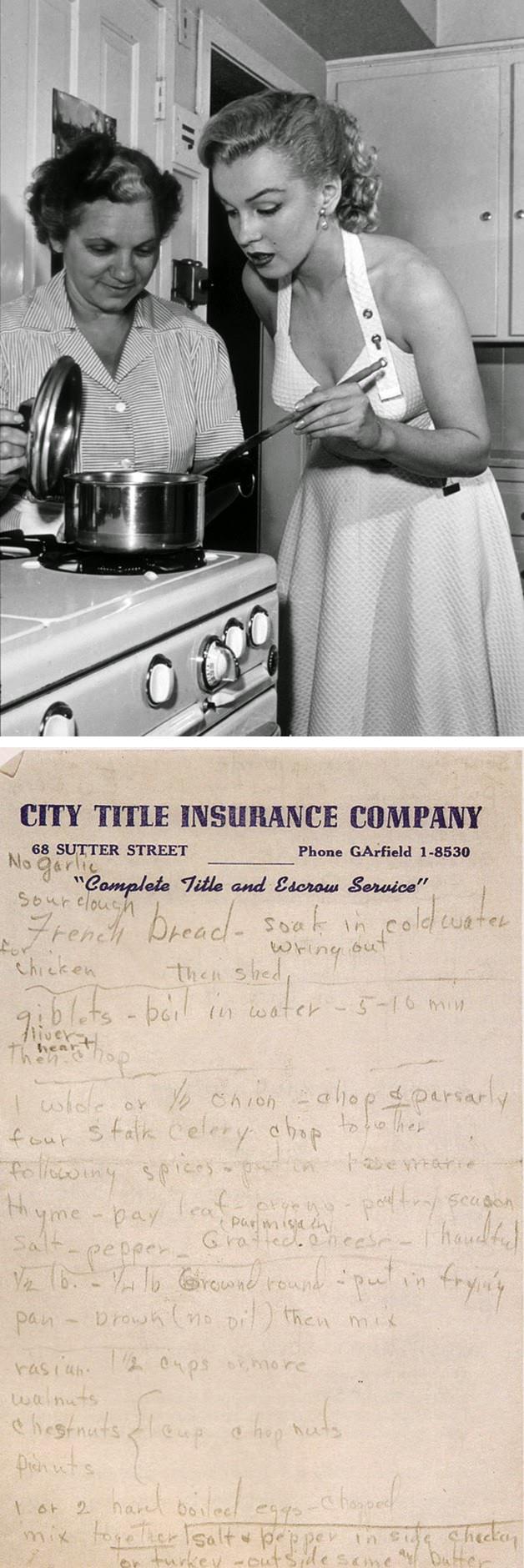 Marilyn Monroe’s Handwritten Turkey-and-Stuffing Recipe From the 1950s