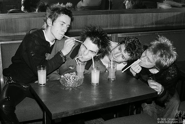 From left: Johnny Rotten, Sid Vicious, Steve Jones, 1977