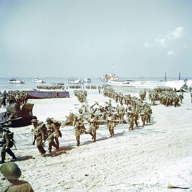 Operation Overlord Normandy, The Saskatchewan Regiment of the 2nd Canadian Infantry Division is landing at Juno Beach on the outskirts of Bernieres-sur-Mer on D-Day.