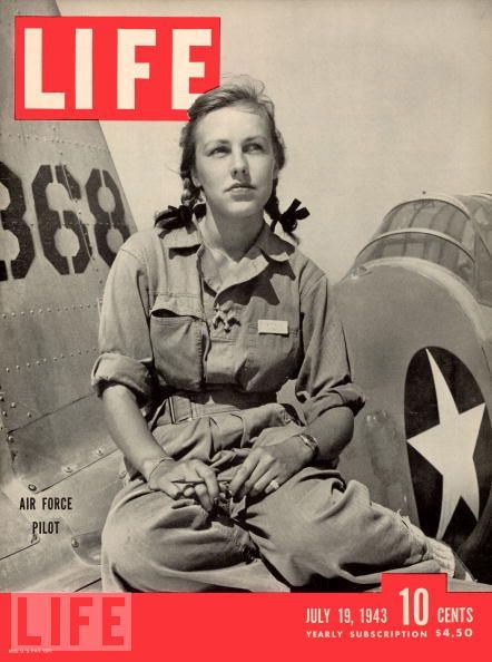 Pilot trainee Shirley Slade she sits on the wing of her Army trainer at Avenger Field, Sweetwater, Texas, July 19, 1943. In September, Slade graduated as part of the Women Airforce Service Pilots Class 43-5.