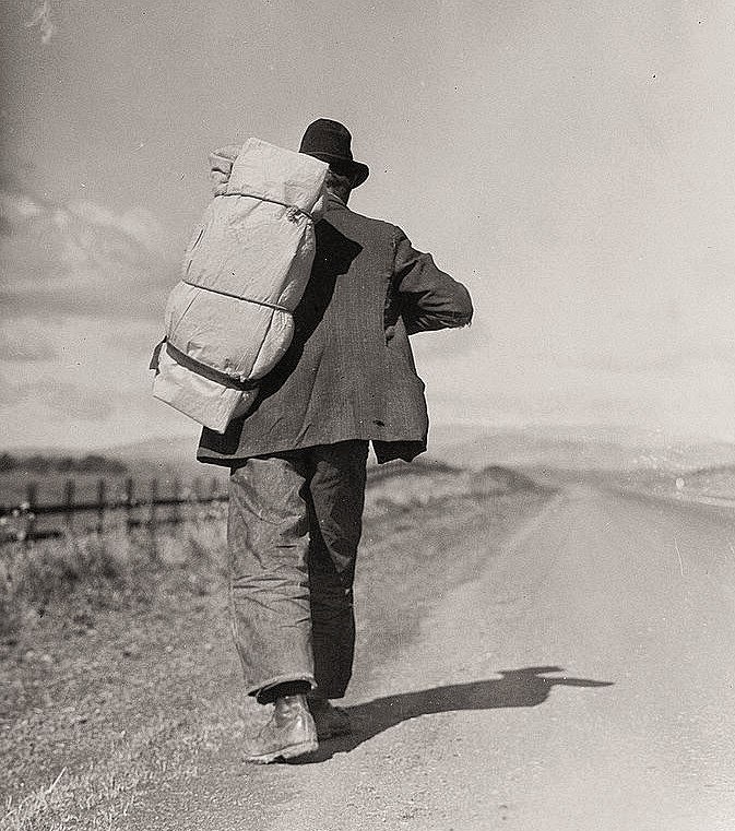 Migrant worker on California highway