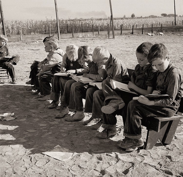 Eight boys at Lincoln Bench School Near Ontario, Malheur County, Oregon