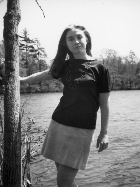 Hillary at Lake Waban on the Wellesley College Campus, 1969