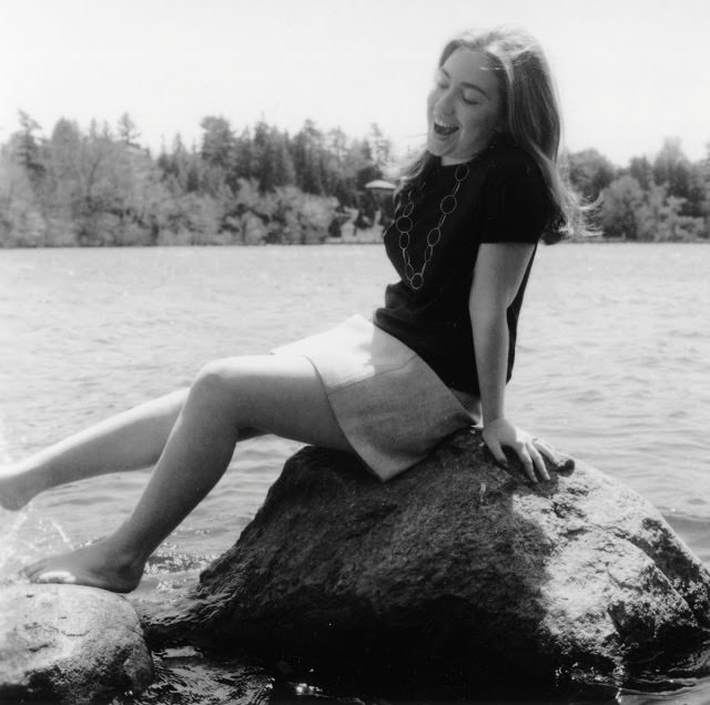 Hillary at Lake Waban on the Wellesley College Campus, 1969