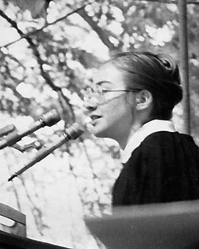Hillary speaking at Wellesley Commencement, 1969