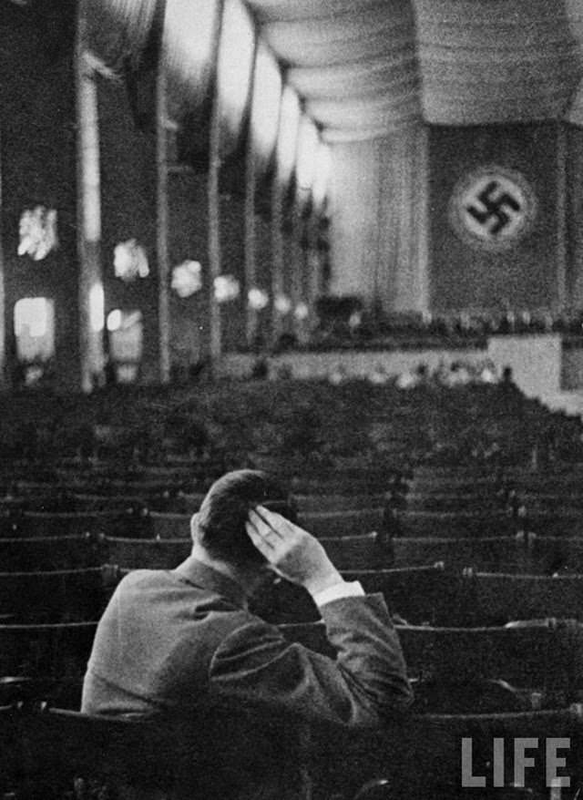 Hitler at the orchestra rehearsal at Leopoldhall in Munich, 1938