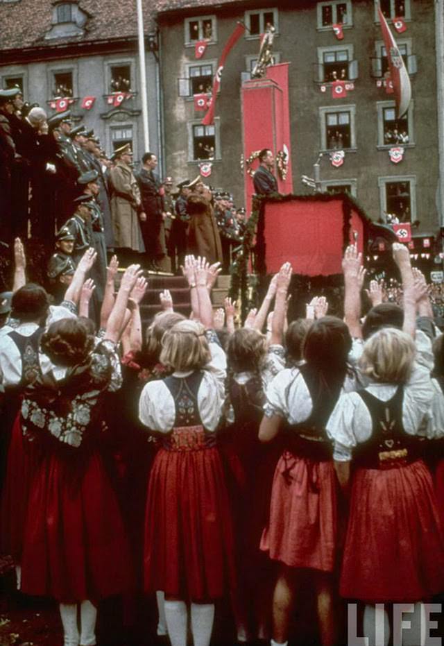 At a Nazi rally in Eger, Czechoslovakia, 1938