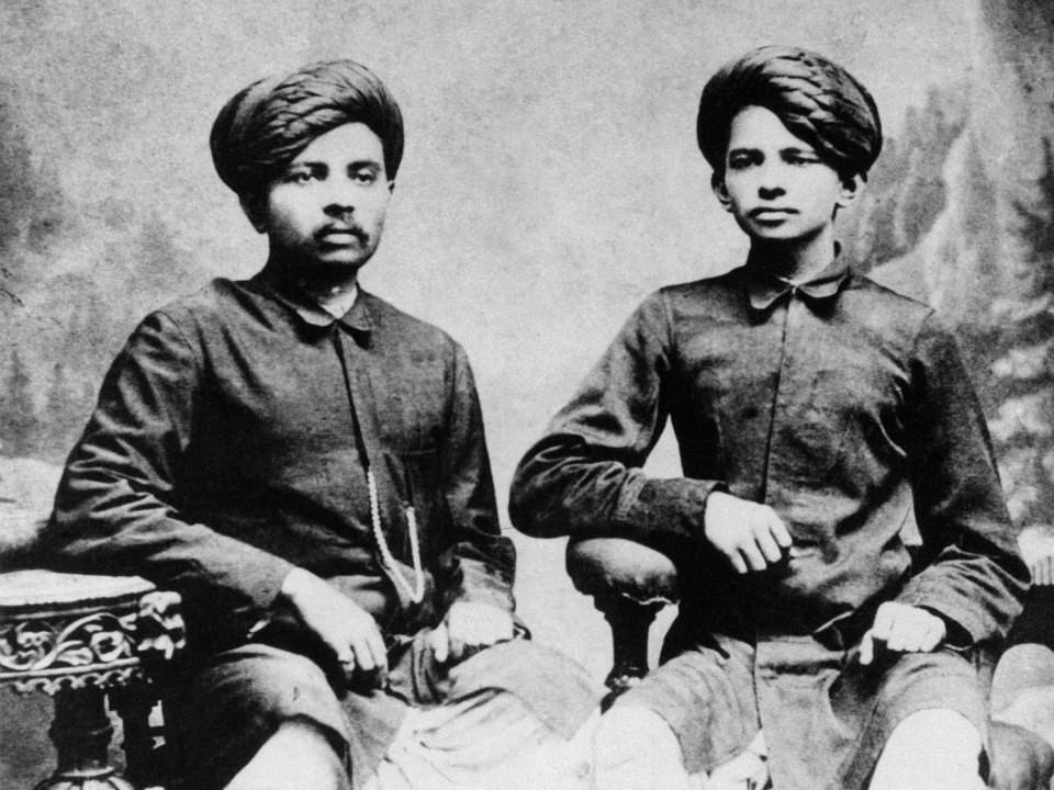 Mahatma Gandhi, right, with his brother Laxmidas in 1886