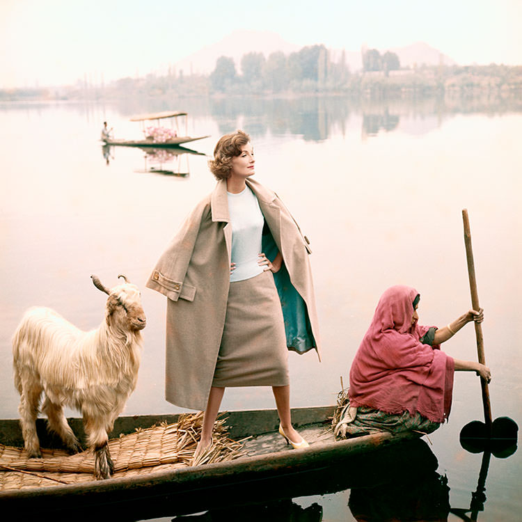 Wenda Parkinson on a Canoe in India, 1956