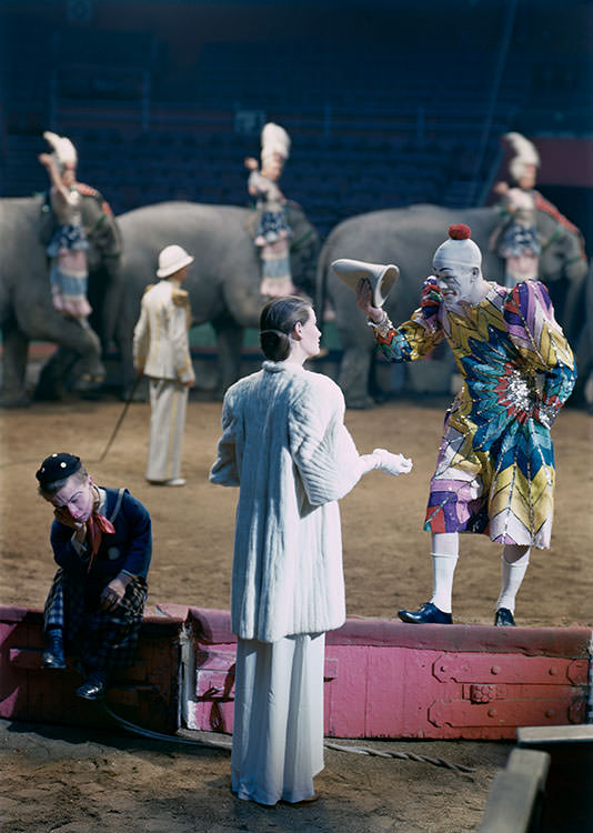 Wenda Parkinson in a photo-shoot for Vogue magazine, 1952