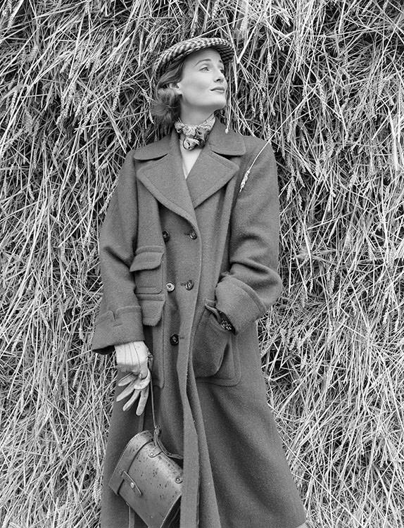 Wenda Parkinson in a Scottish tweed coat by Aquascutum, 1951