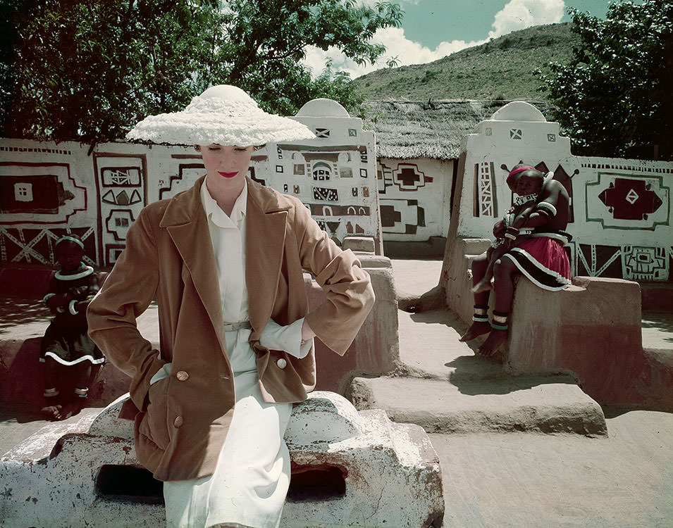 Wenda Parkinson in a white hat in South Africa, 1951