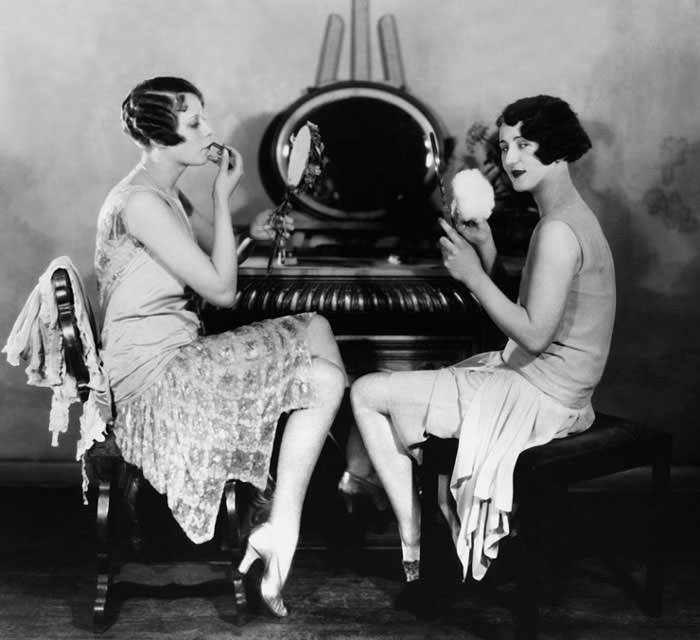 Actresses Marie Fitzgerald And Sonia Watson at the Make-up Mirror, 1926