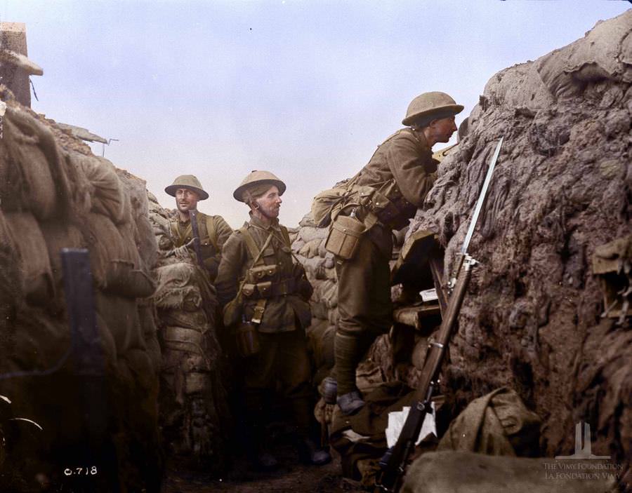 On sentry duty on a front line trench, September 1916